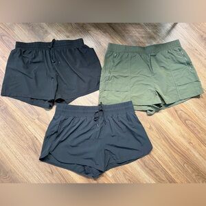 Set of Three Women's Athletic Shorts - Black and Green